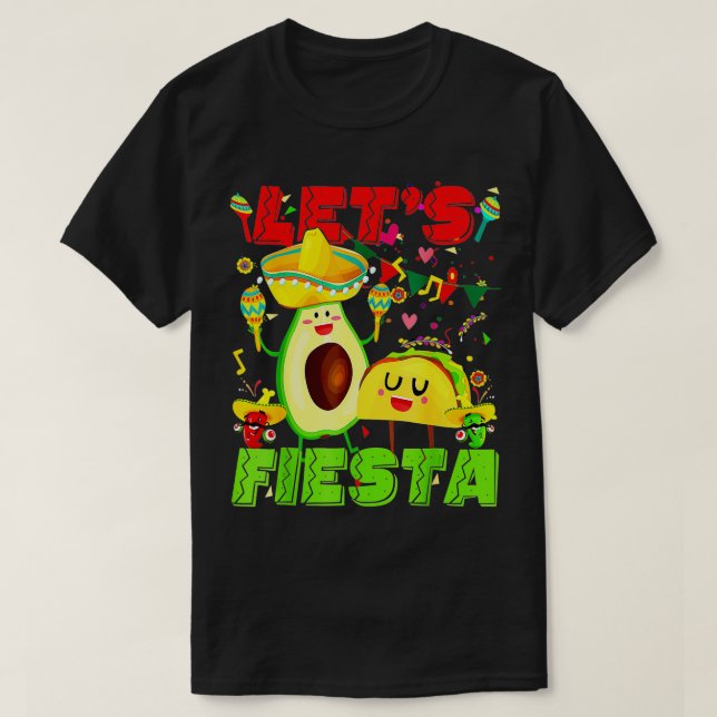 Camiseta Fiesta Aguacate Y Tacos Cinco De Mayo (Diseño del anverso)