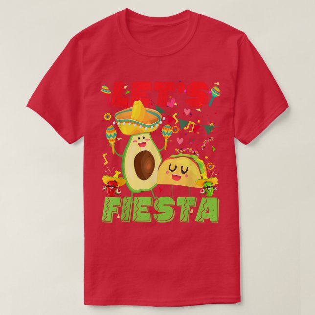 Camiseta Fiesta Aguacate y Tacos Cinco De Mayo Mexic (Diseño del anverso)