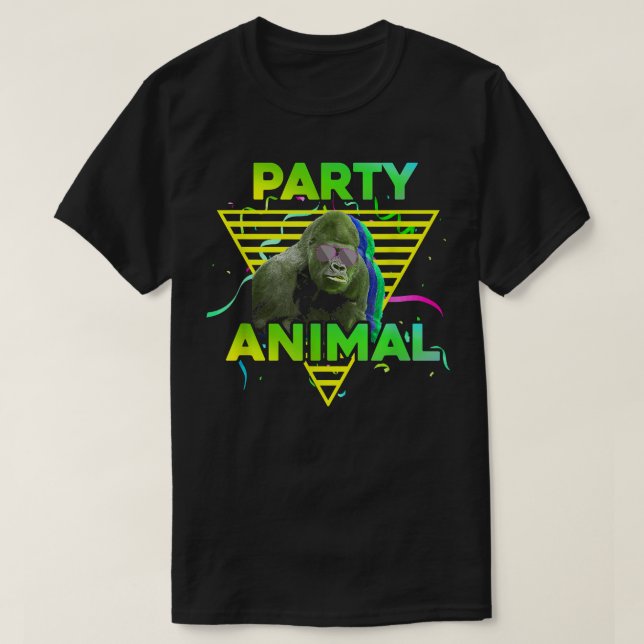 Camiseta FIESTA ANIMAL Gracioso Gorila Chica Niño Cumpleaño (Diseño del anverso)