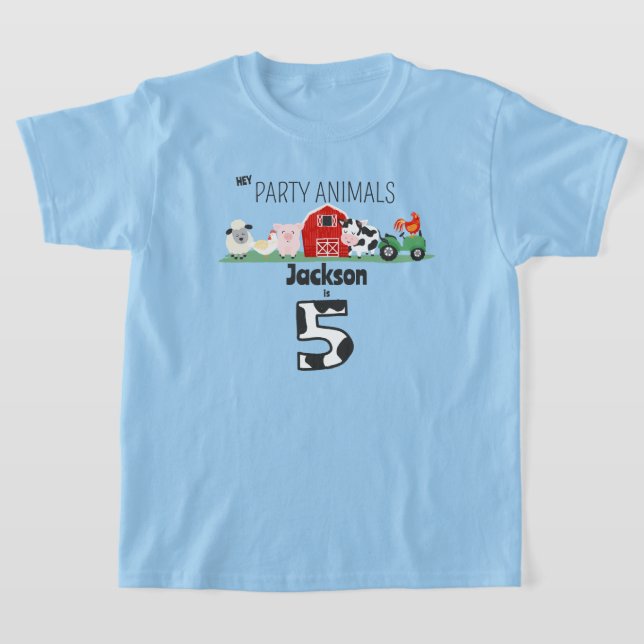 Camiseta Fiesta Animales 5º cumpleaños Granja Animal (Distribución)