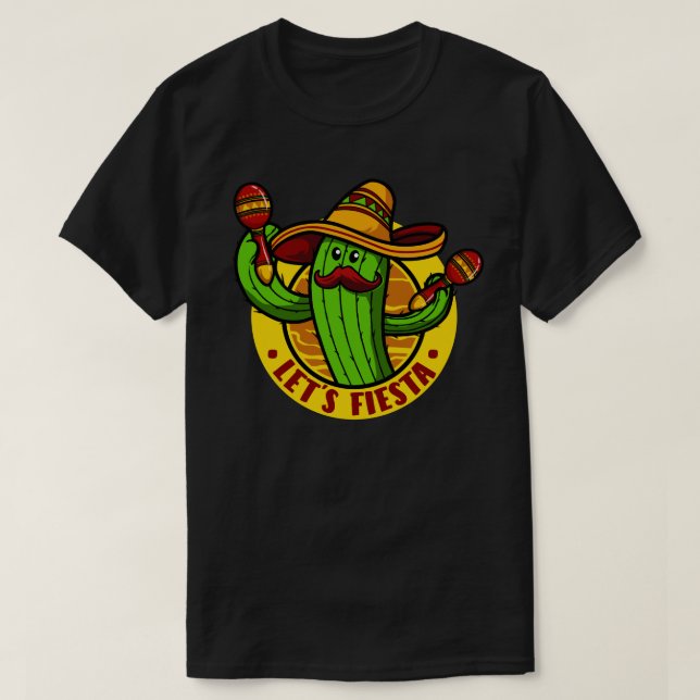 Camiseta fiesta Cactus con Sombrero Cinco de Mayonesa (Diseño del anverso)