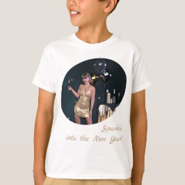Camiseta Fiesta Chica de Año Nuevo con vestimenta secuencia