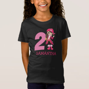 Camiseta Fiesta CHICA Rosado de Cumpleaños Pirate 2do Nombr