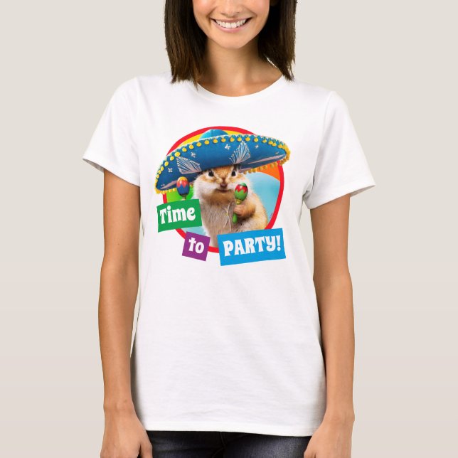 Camiseta Fiesta Chipmunk En Sombrero (Anverso)