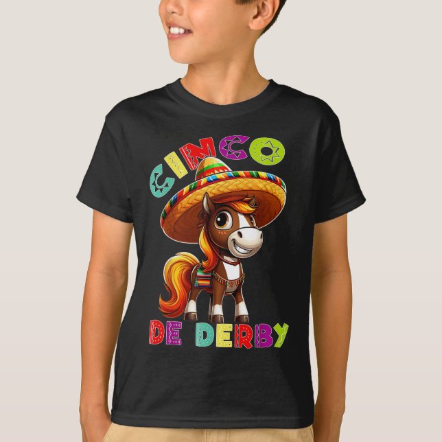 Camiseta Fiesta Cinco de Derby Carreras de Caballo Poncho S (Anverso)