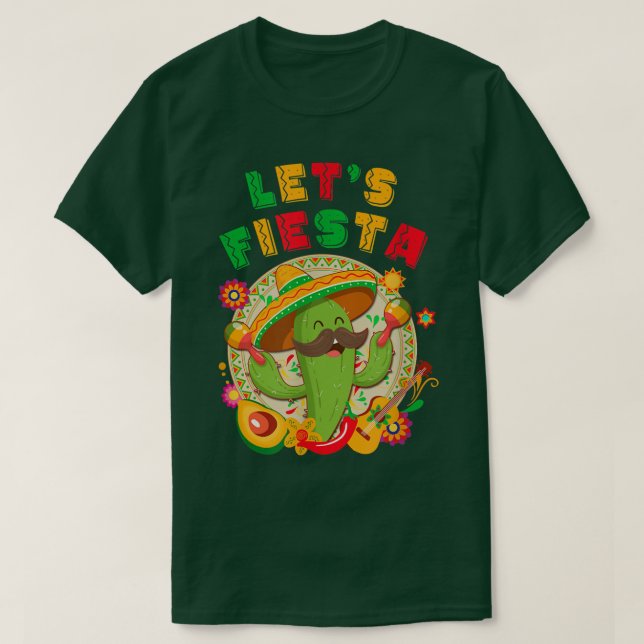 Camiseta Fiesta Cinco De Mayo Con Cactus De Guitarra Sombr (Diseño del anverso)