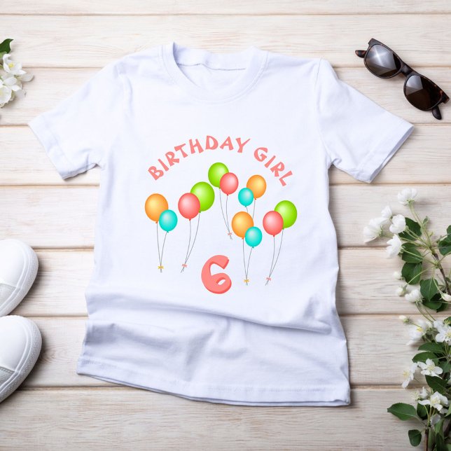 Camiseta Fiesta colorido Globos Chica de cumpleaños (Subido por el creador)
