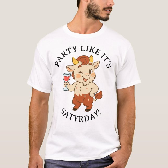 Camiseta Fiesta como la mitología del satírico satírico (Anverso)