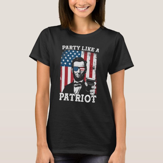 Camiseta Fiesta Como Patriota 4 De Julio Abraham Lincoln D (Anverso)