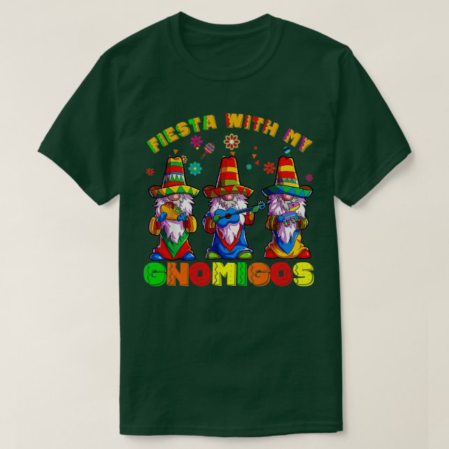 Camiseta Fiesta con mis gnomigos mexicanos cinco de Mamáes (Diseño del anverso)