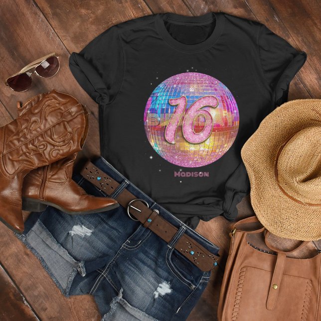 Camiseta Fiesta de 16 Cumpleaños Bola de Discoteca Purpurin (Subido por el creador)
