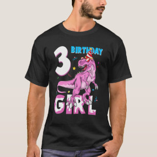 Camiseta fiesta de 3 años Chica de cumpleaños Dinosaur