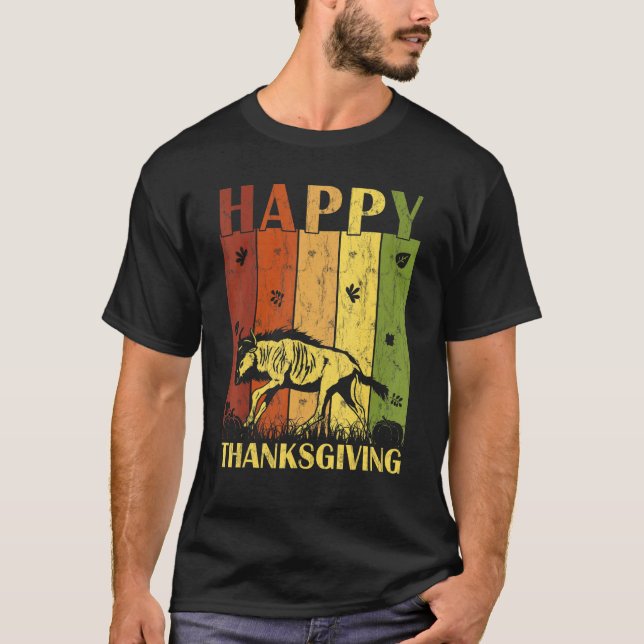 Camiseta Fiesta de Acción de Gracias Retro Wildebeest (Anverso)