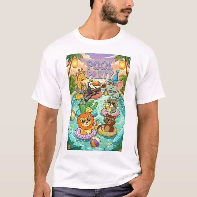 Camiseta Fiesta de Animales en la Piscina (Anverso)