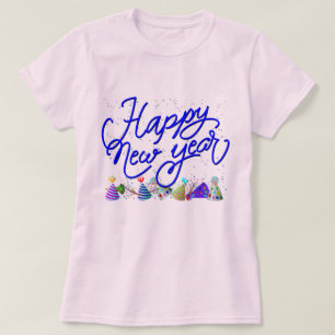 Camiseta Fiesta de Año Nuevo 'Feliz Año Nuevo' Azul