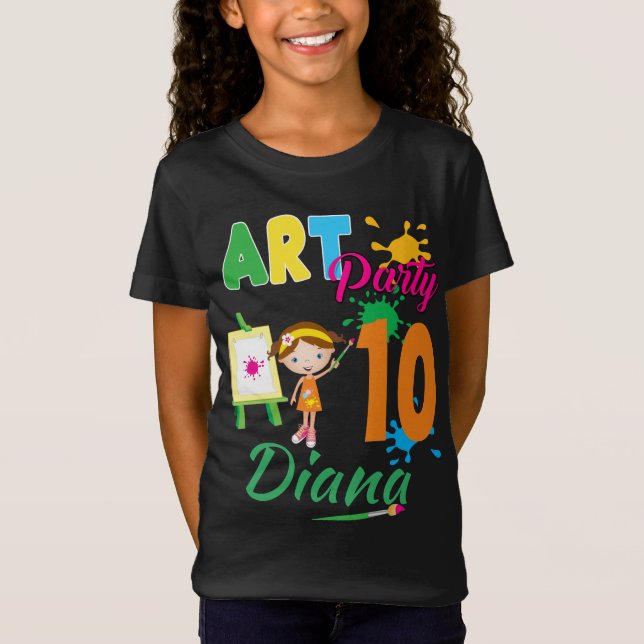 Camiseta Fiesta de arte Personalizado de cumpleaños con pin (Anverso)