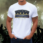Camiseta Fiesta de Bachelorette Negra y Oro de Poker Aces<br><div class="desc">Camisa de soltero con tema de póquer negro y dorado con cuatro razas y signo de marquesina. Personalízalo con los detalles de tu evento.</div>