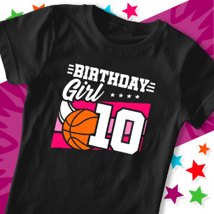 Camiseta fiesta de baloncesto de 10 años Chica de cumpleaño
