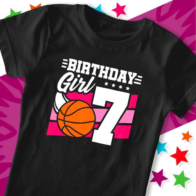 Camiseta fiesta de baloncesto de 7 años Chica de cumpleaños (Subido por el creador)