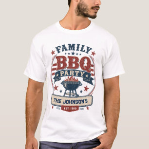 Camiseta Fiesta de Barbacoa Familiar Americana Personalizad