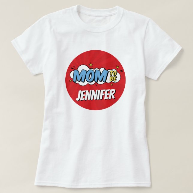 Camiseta Fiesta de bebé de superhéroe de cómic para mamá (Diseño del anverso)
