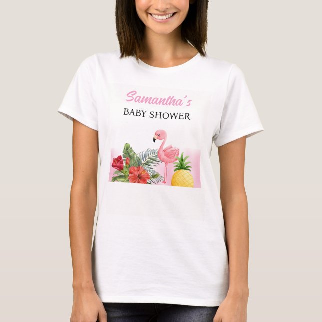 Camiseta Fiesta de Bebé Rosa Flamenco Tropical (Anverso)