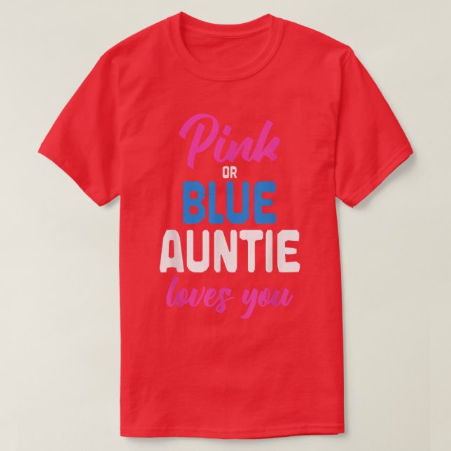 Camiseta Fiesta De Bebé Rosa O Azul Tía Ama A Su Género (Diseño del anverso)
