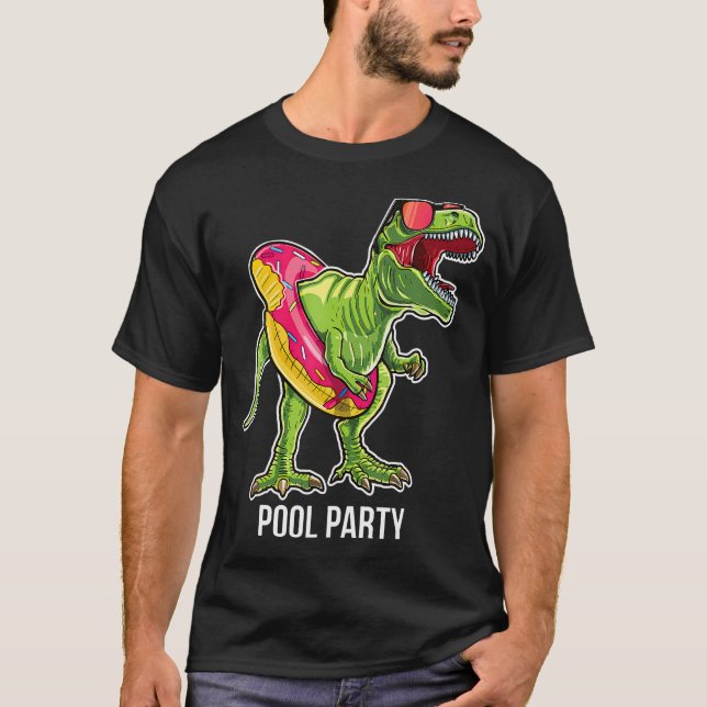 Camiseta Fiesta de billar T Rex Dinosaur Doughnut (Anverso)