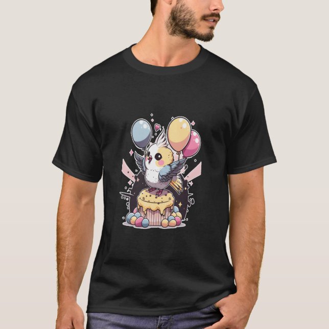 Camiseta Fiesta de Bírculo de Cumpleaños de Cockatiel (Anverso)