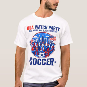Camiseta Fiesta de Bloque Patriótico Rojo Blanco Azul de Fi