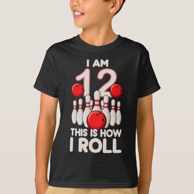 Camiseta fiesta de boliche de 12 años duodécimo cumpleaños  (Anverso)