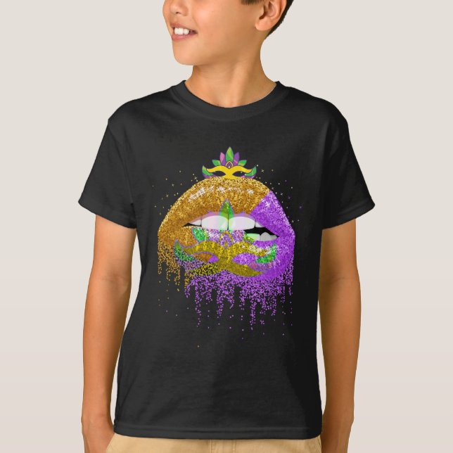 Camiseta Fiesta de Carnaval Disfrazado de labios para masca (Anverso)