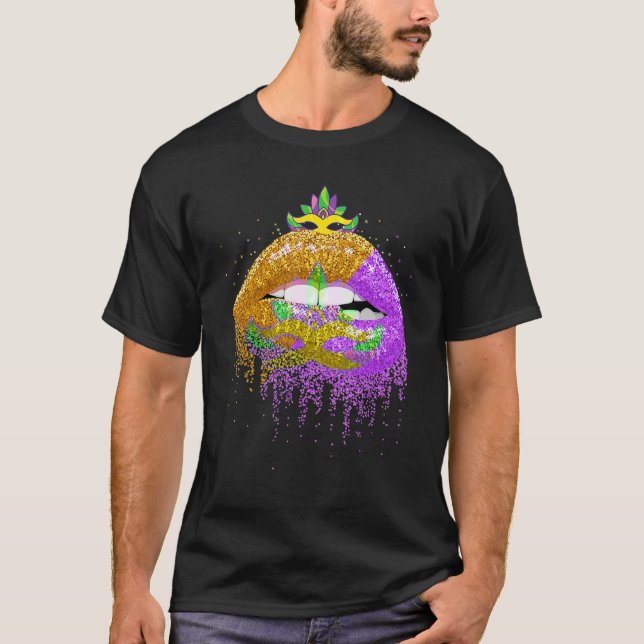 Camiseta Fiesta de Carnaval Disfrazado de labios para masca (Anverso)