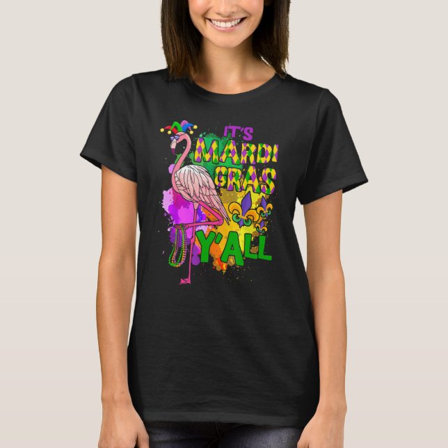 Camiseta Fiesta de Carnaval Idea Flamingo Mardi Gras (Anverso)