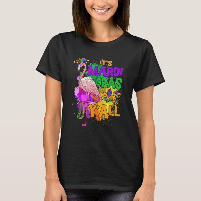 Camiseta Fiesta de Carnaval Idea Flamingo Mardi Gras (Anverso)