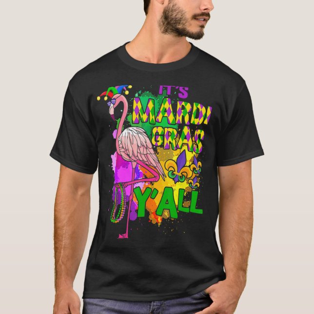 Camiseta Fiesta de Carnaval Idea Flamingo Mardi Gras 4 (Anverso)