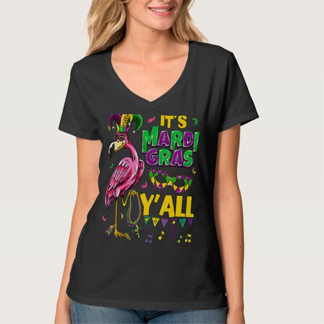 Camiseta Fiesta de Carnaval regalo Idea Flamingo Mardi Gras (Anverso)