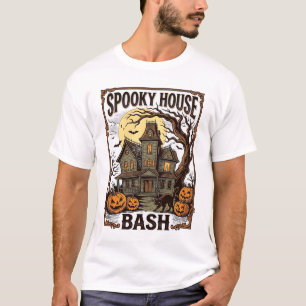 Camiseta Fiesta de Casa Embrujada Grabado Vintage Diseño de