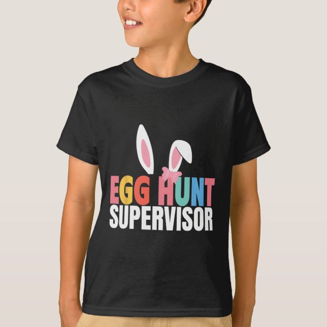 Camiseta Fiesta de caza de huevos para supervisor de la caz (Anverso)