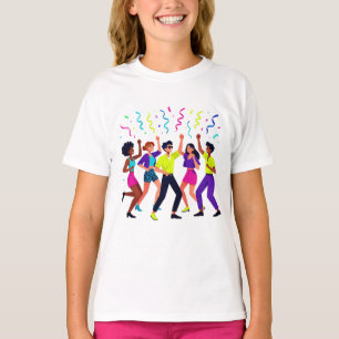 Camiseta Fiesta de Celebración de Amigos Felices Bailando