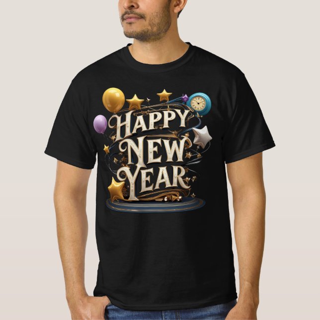 Camiseta Fiesta de Celebración de Año Nuevo (Anverso)