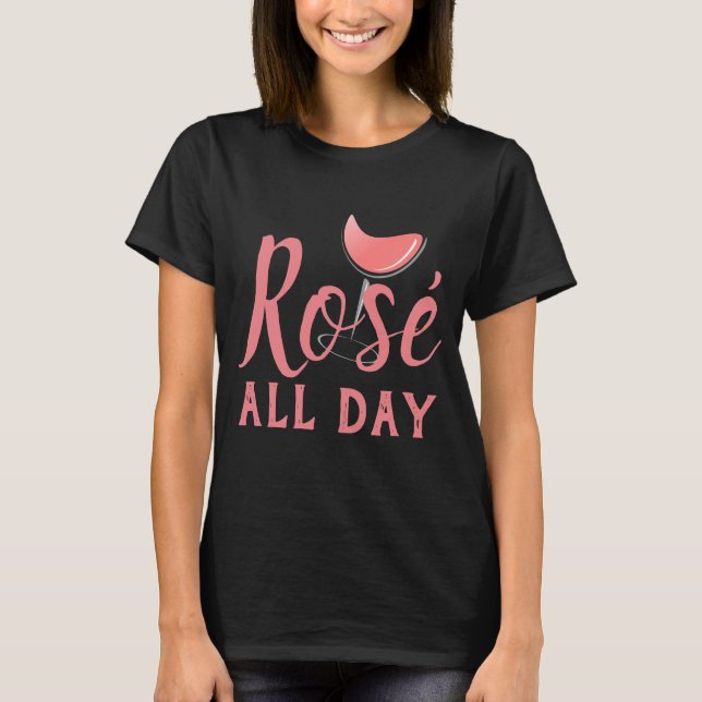 Camiseta Fiesta de celebración de vino rosado todo el día,  (Anverso)