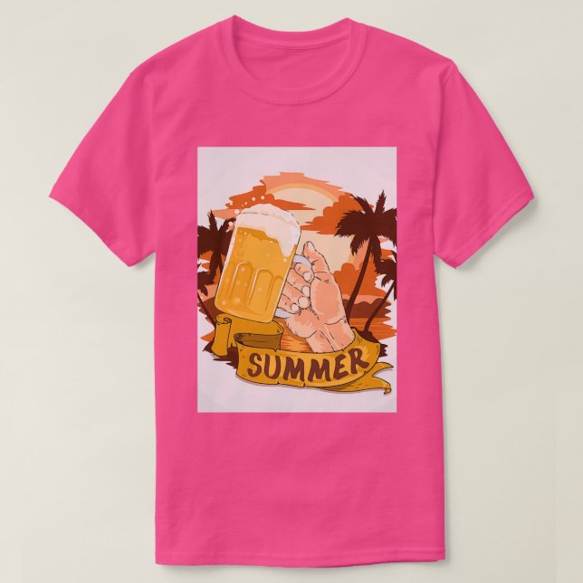 Camiseta Fiesta de cerveza de playa de verano (Diseño del anverso)