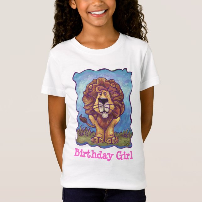 Camiseta Fiesta de Chica de cumpleaños de león lindo (Anverso)