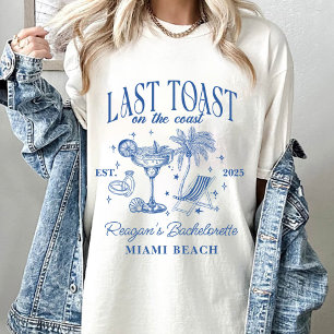 Camiseta Fiesta de cóctel moderna de soltera costera azul