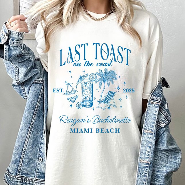 Camiseta Fiesta de cóctel moderna de soltera costera azul (Subido por el creador)