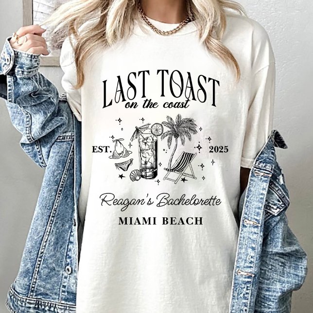 Camiseta Fiesta de cóctel moderna de soltera costera negra (Subido por el creador)