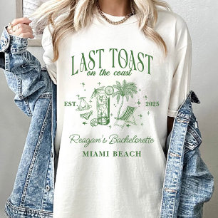 Camiseta Fiesta de cóctel moderna de soltera costera verde