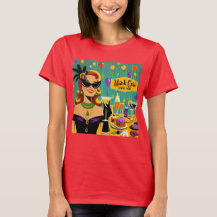 Camiseta Fiesta de cóctel Retro 50s Mardi Gras Martini