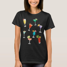 Camiseta Fiesta de cócteles de arcoiris brillante bebidas d